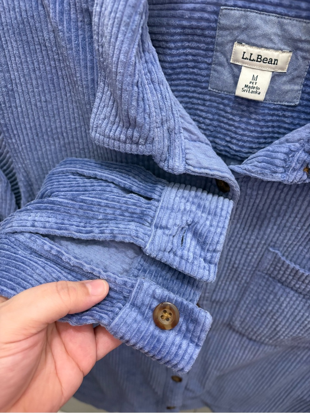 L.L. Bean Light Blue Corduroy Button-Down Shirt - Picture 6 of 12
